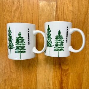 Starbucks Mugs Green Tree Pattern